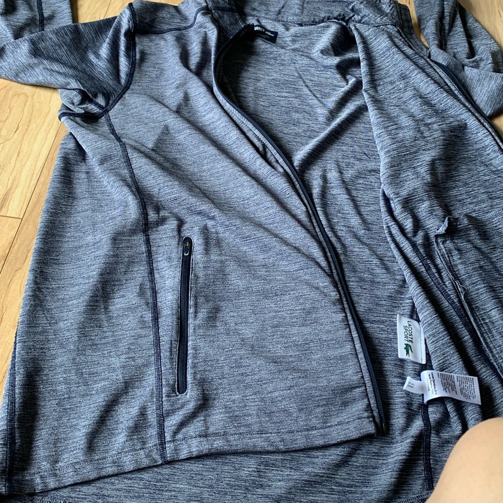 Lacoste Sport Blue Lightweight Jacket with Mock Neck - Picture 11 of 16